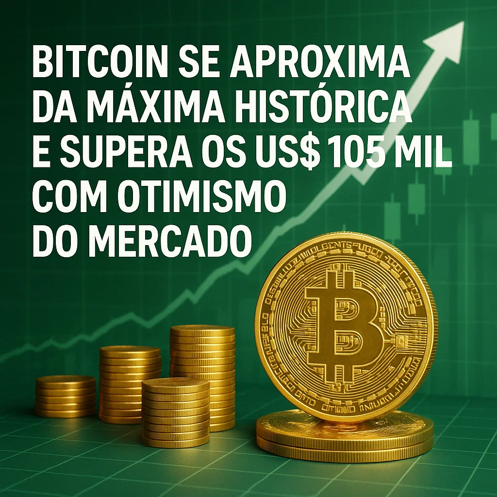 Bitcoin se Aproxima da Máxima Histórica e Supera os US$ 105 Mil com Otimismo do Mercado